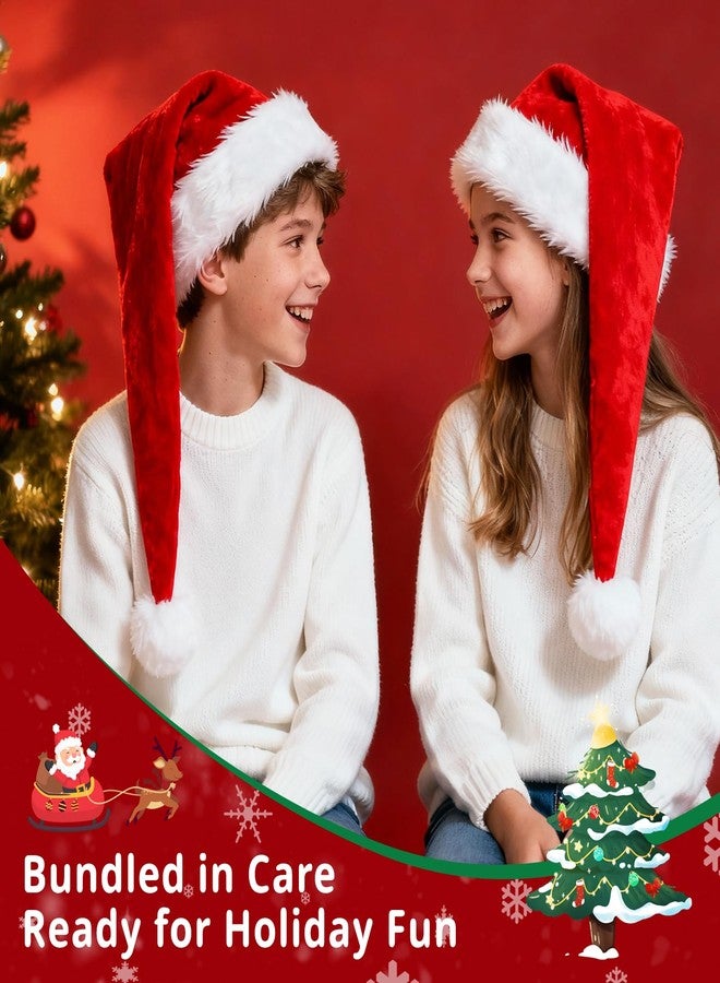 BOSONER Santa Hat Kids for Christmas: Toddler Plush Santa Hats Velvet Claus Hats for Christmas Festive Holiday Party Supplies (Red - Extra Long) - Image 3